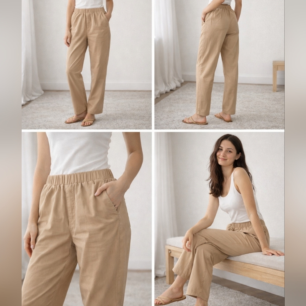Everlane The Easy Pant 00 Warm Khaki Tan Pull-On Chino Straight Leg Minimalist